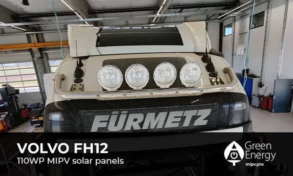 Kravas auto saules paneļi VOLVO FH12 truck MIPV solar panels