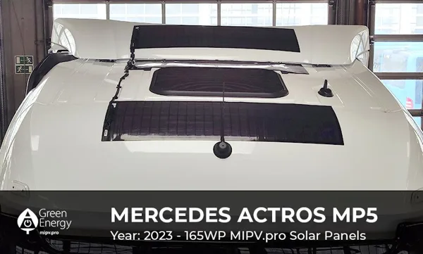 Kravas auto saules paneļi Mercedess truck MIPV solar panels