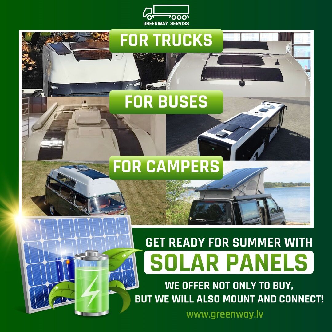 Solar panels for trucks, buses and campers